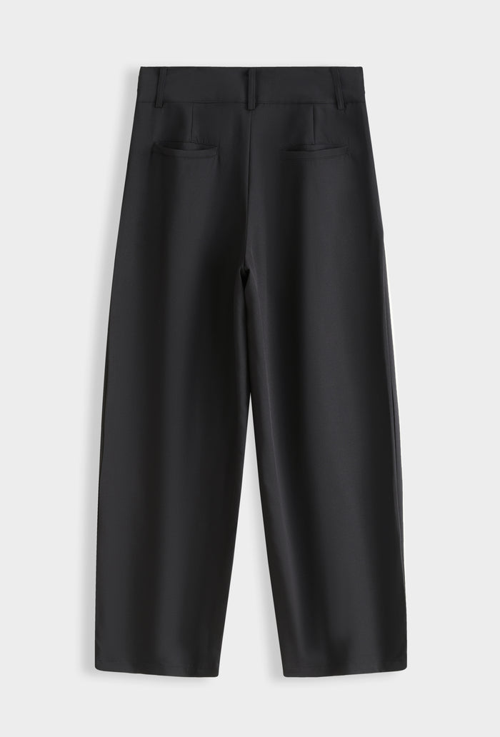 Pantalon large à pinces taille haute coupe fuselée