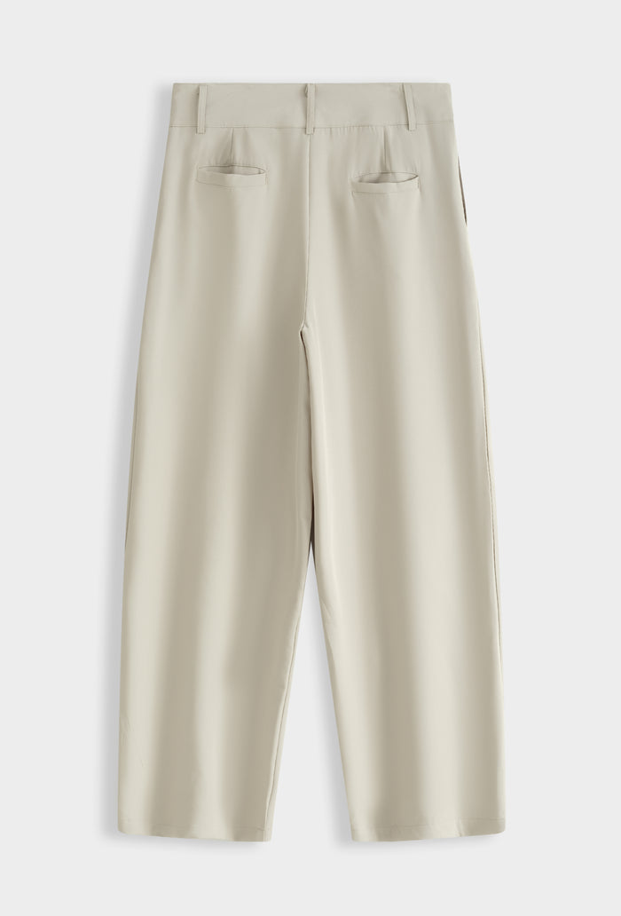 Pantalon large à pinces taille haute coupe fuselée
