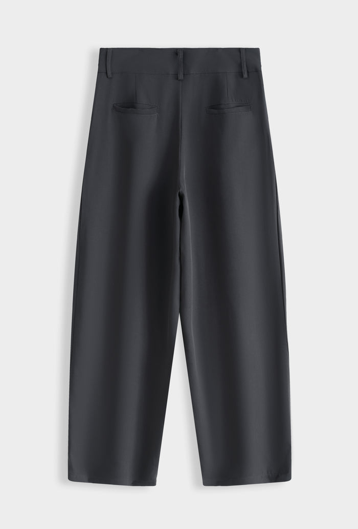 Pantalon large à pinces taille haute coupe fuselée