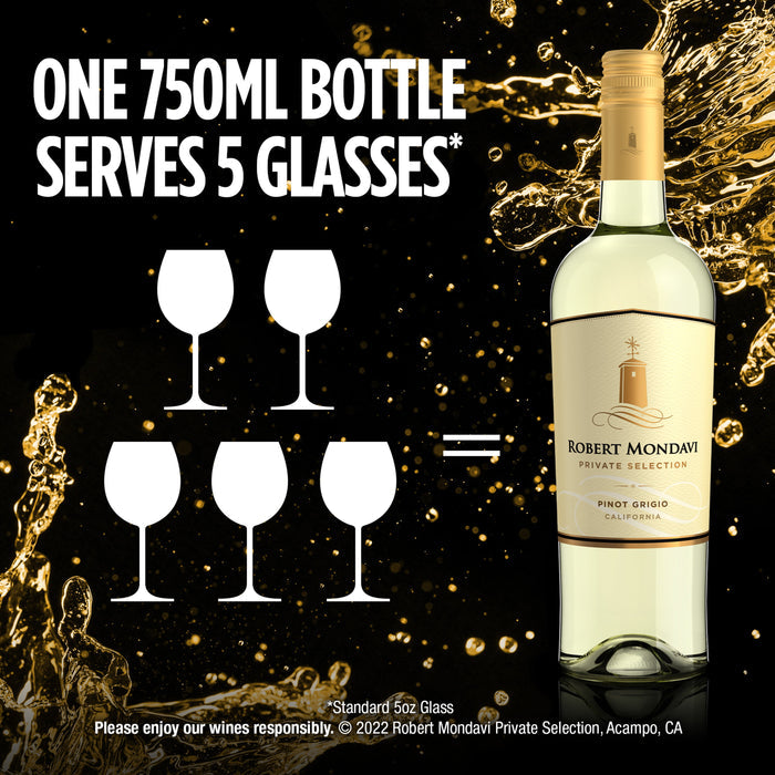 Robert Mondavi Private Selection Pinot Grigio White Wine, 750 ml Bottle, 13% ABV