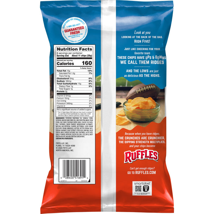 Ruffles Potato Chips Cheddar & Sour Cream Flavored 8 Oz