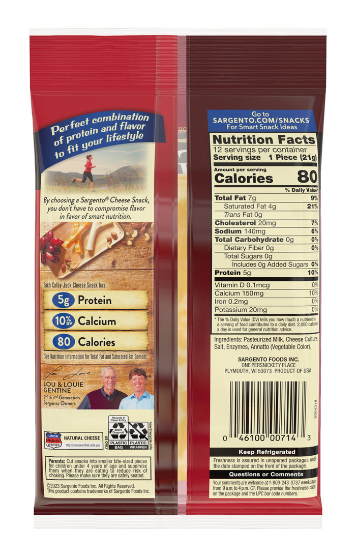 Sargento® Colby-Jack Natural Cheese Snack Sticks, 12-Count