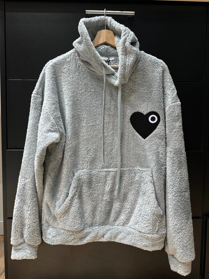 Sweat Moumoute à Capuche Gris Avec Cœur Noir - bonhomme