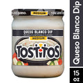 Tostitos Medium Queso Blanco Dip, Naturally and Artificially flavored, 15 oz Jar