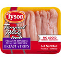Tyson Trimmed & Ready All Natural Premium Boneless Skinless Chicken Breast Strips, 1.0 - 2.0 lb Tray