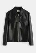Veste chemise homme simili cuir poches plaquées