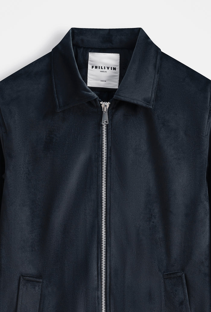 Veste Homme Col Chemise en Simili Daim