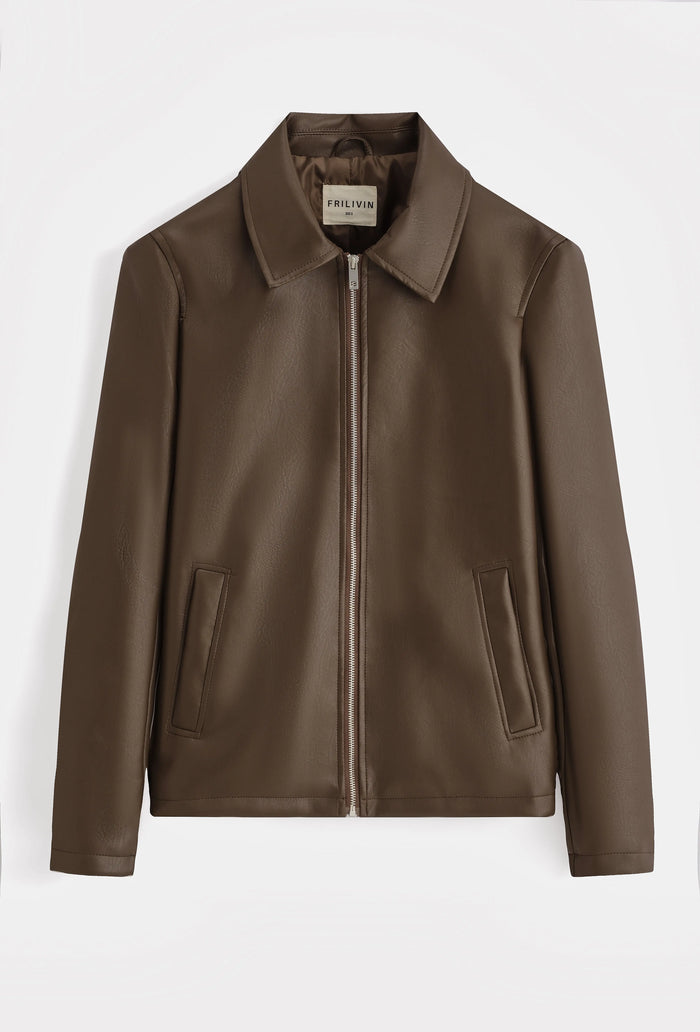 Veste homme effet cuir zippée coupe moderne bonhomme