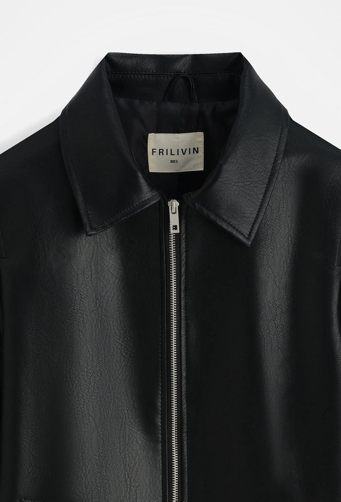 Veste homme effet cuir zippée coupe moderne bonhomme