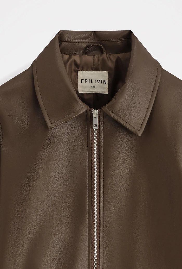 Veste homme effet cuir zippée coupe moderne bonhomme