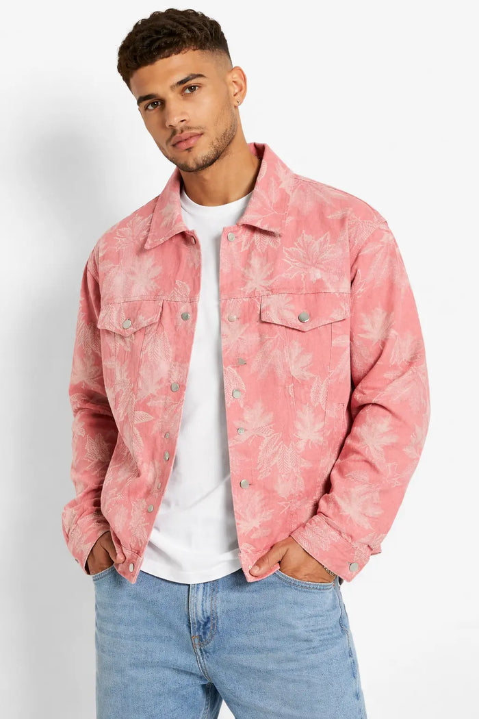 Veste homme imprimé feuilles – Coupe streetwear bonhomme
