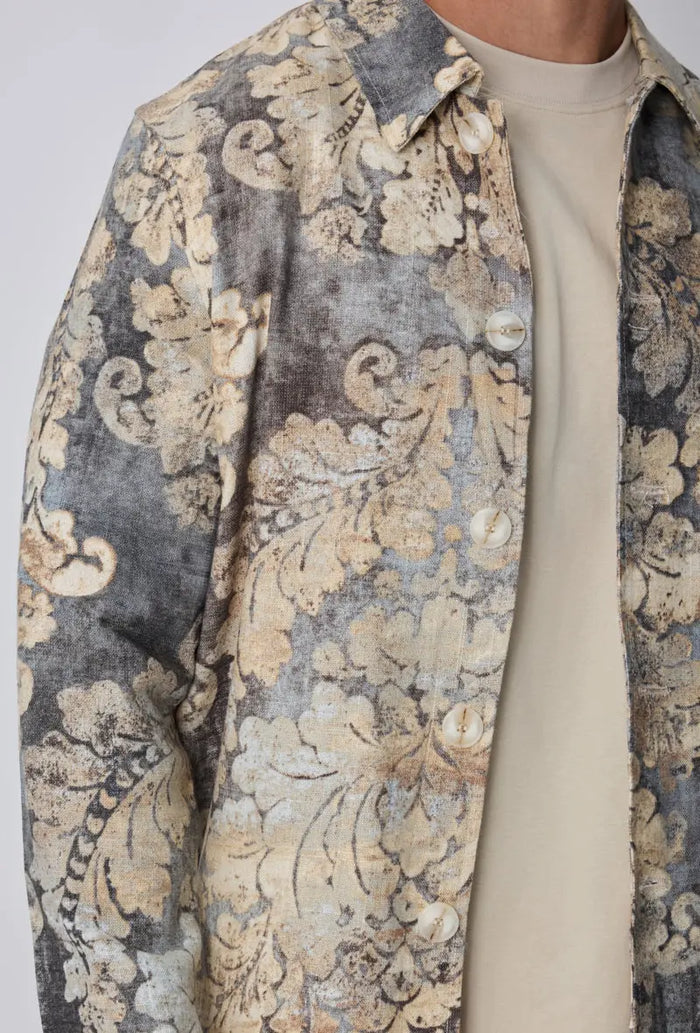 Veste Homme imprimée effet tapisserie coupe casual bonhomme