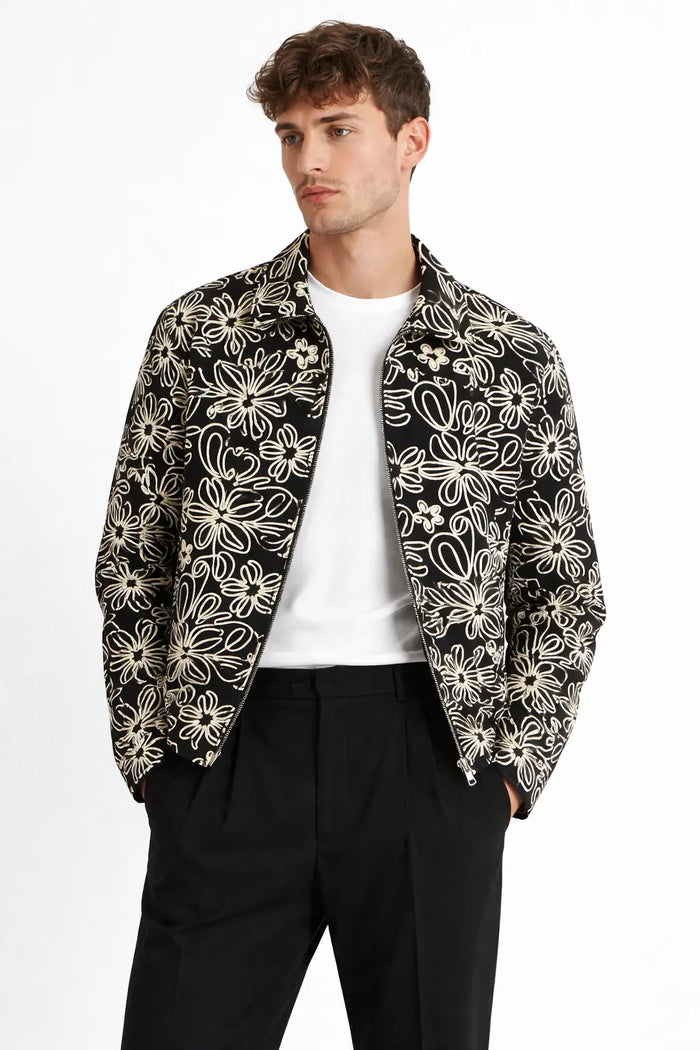 Veste Homme Zippée Brodée Motif Graphique – Coupe Streetwear bonhomme