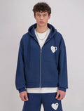 Veste gris Coeur blanc avec capuche et fermeture Zip bonhomme