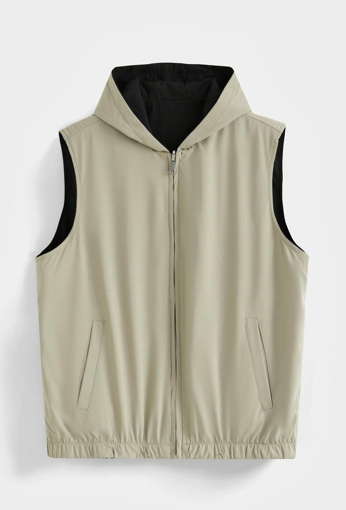 Veste sans manches réversible à capuche