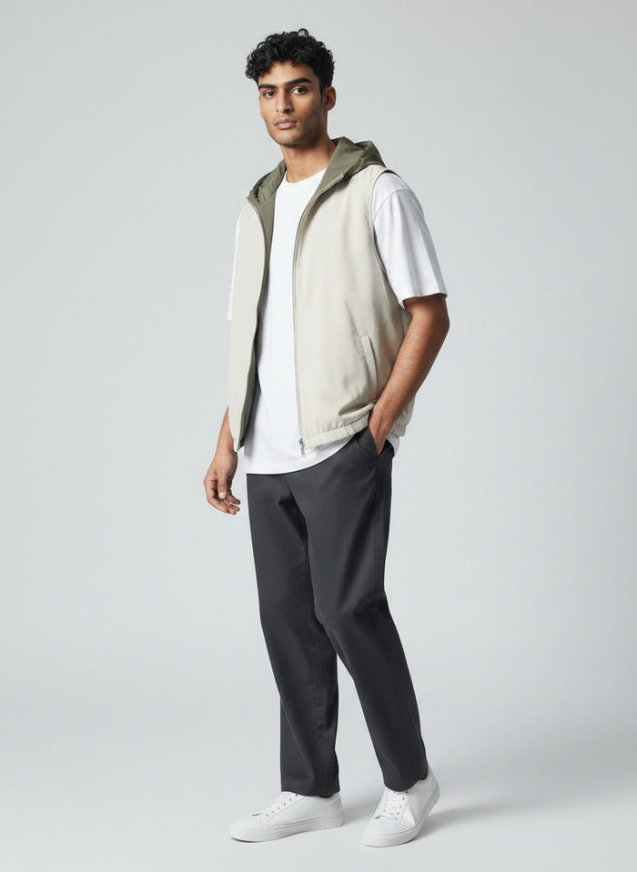 Veste sans manches réversible à capuche