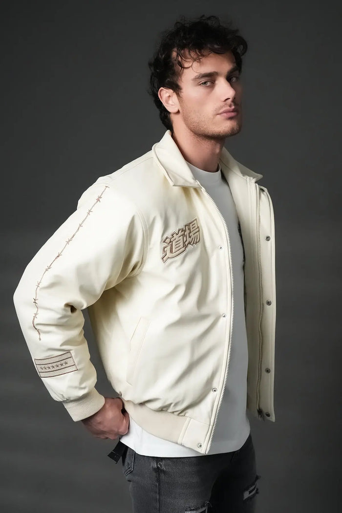 Veste Teddy simili cuir bonhomme